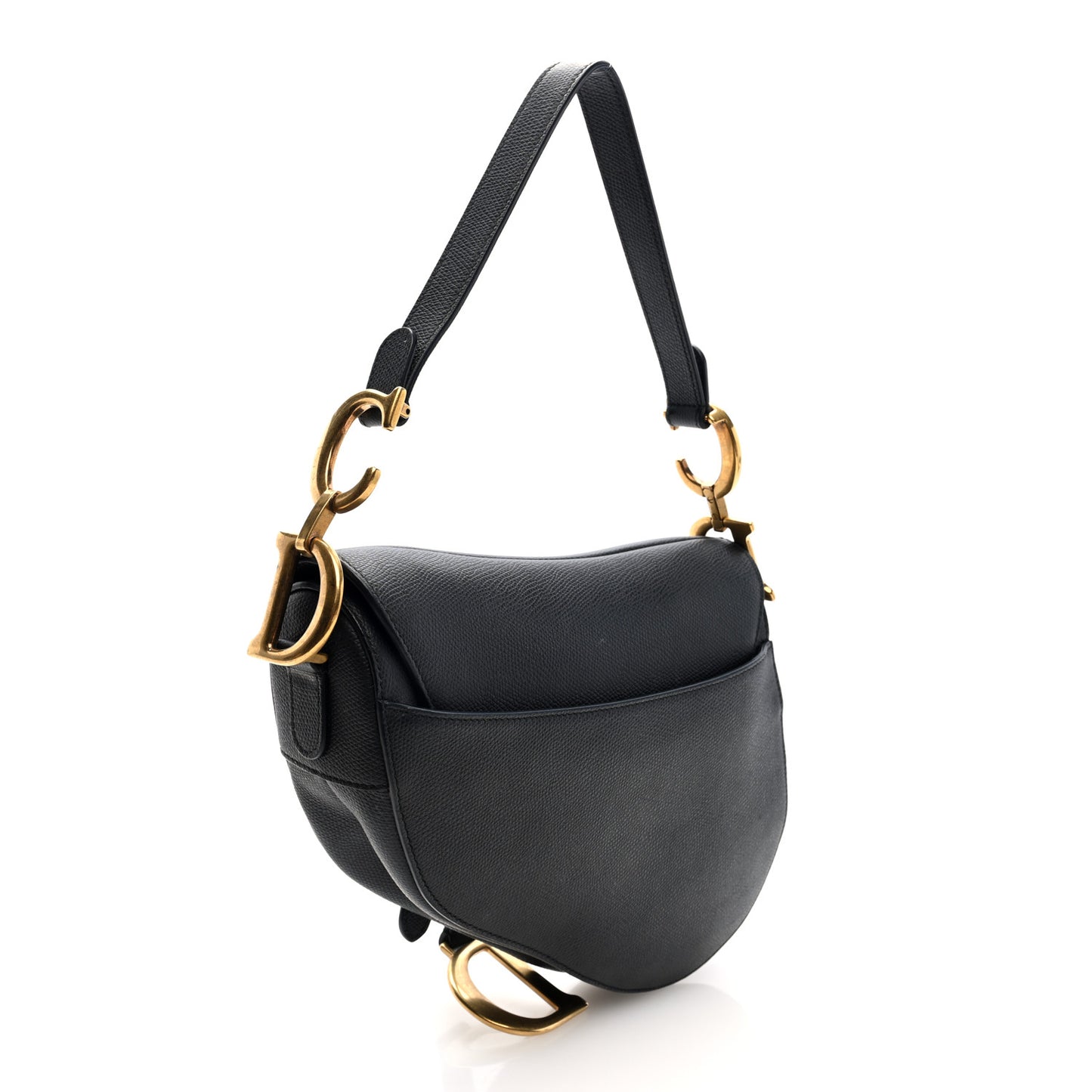 Grained Calfskin Saddle Bag Black