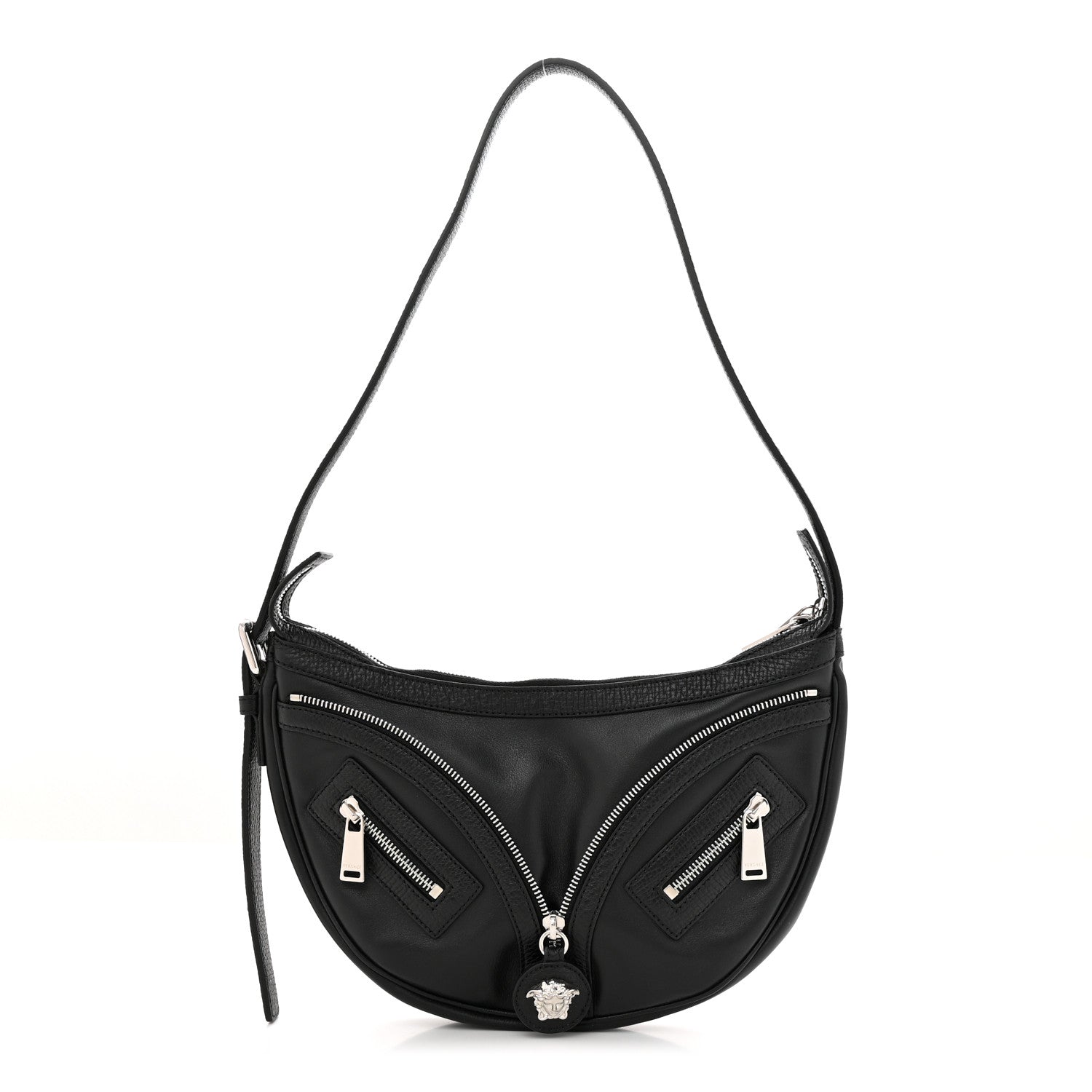 Versace Calfskin Small Repeat Zip Hobo Black 1 of 10