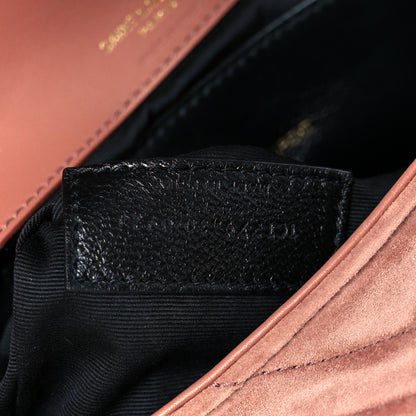 Saint Laurent Suede Matelasse Chevron Monogram Mini College Bag Barely Pink 10 of 13
