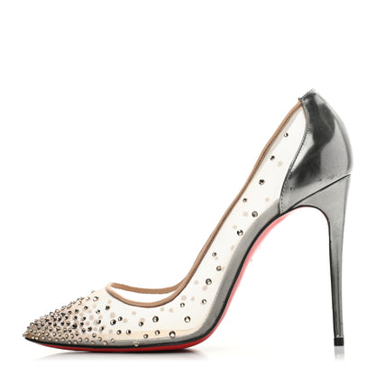 Christian Louboutin Rete Specchio Crystal Strass Follies 100 Pumps 38.5 Silver 1 of 17