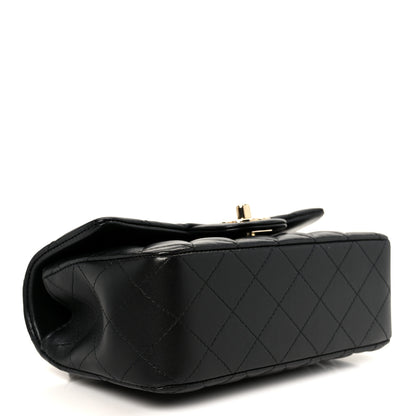 Chanel Lambskin Quilted Mini Top Handle Rectangular Flap Black 4 of 12