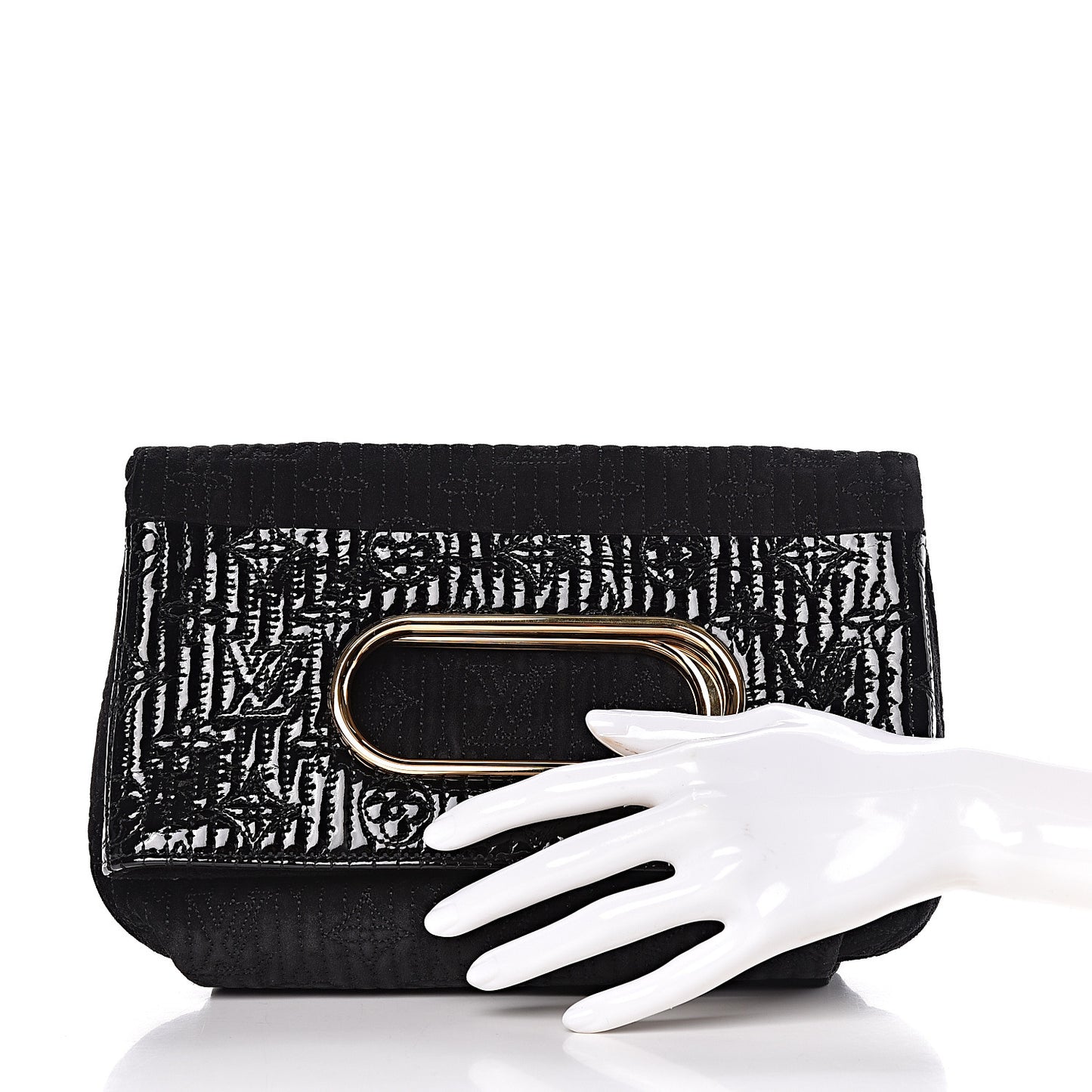 Suede Monogram Motard Afterdark Clutch Black
