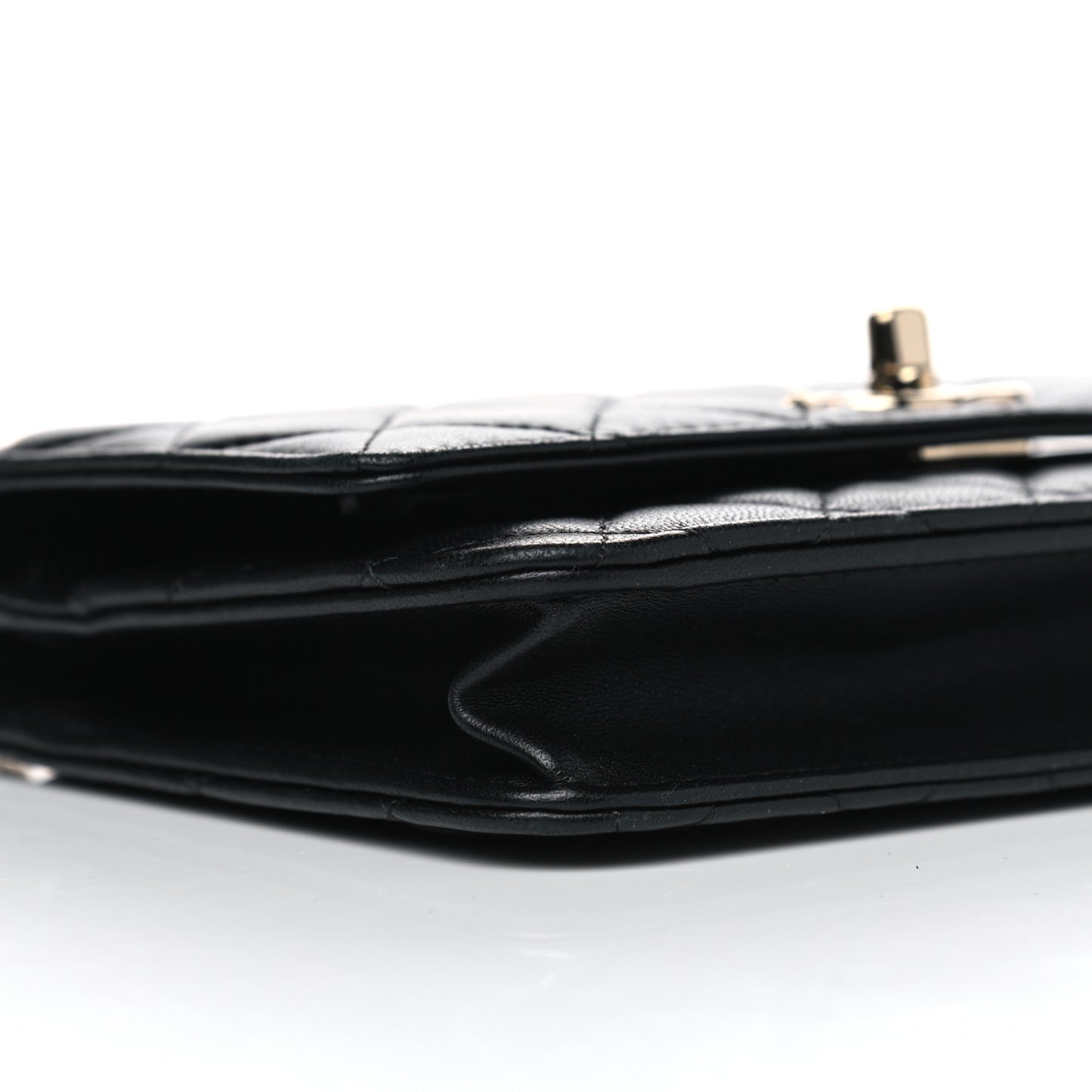 Lambskin Quilted Trendy CC Wallet On Chain WOC Black