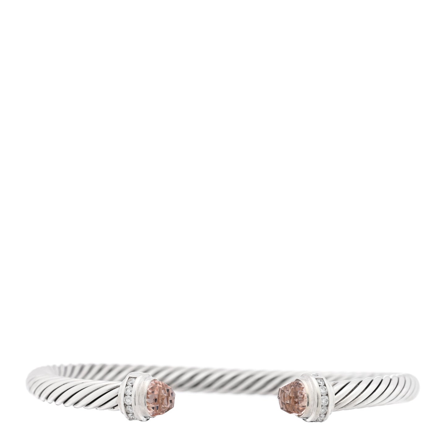 Sterling Silver Diamond Morganite 5mm Cable Classics Bracelet