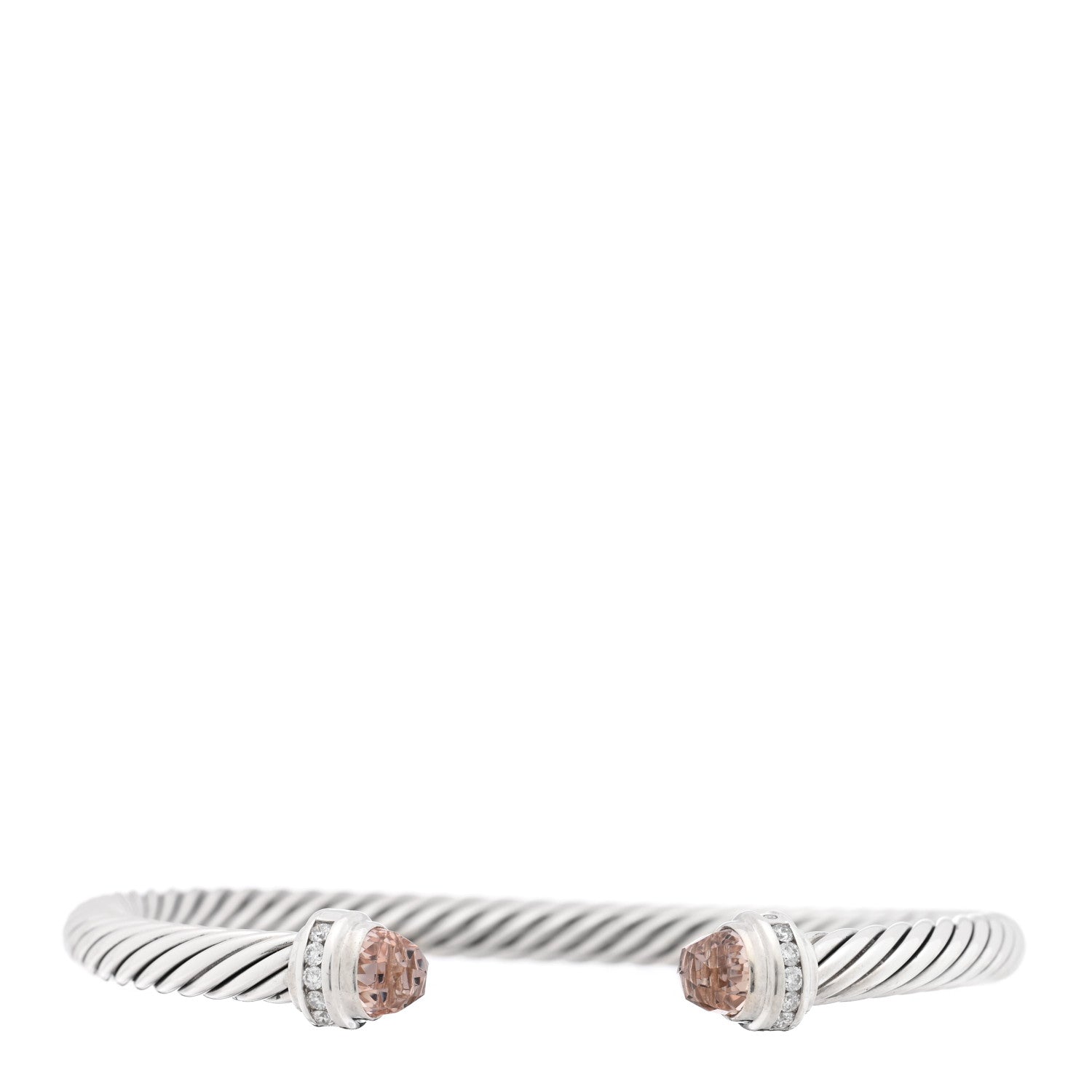 David Yurman Sterling Silver Diamond Morganite 5mm Cable Classics Bracelet 1 of 3