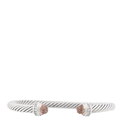 David Yurman Sterling Silver Diamond Morganite 5mm Cable Classics Bracelet 1 of 3