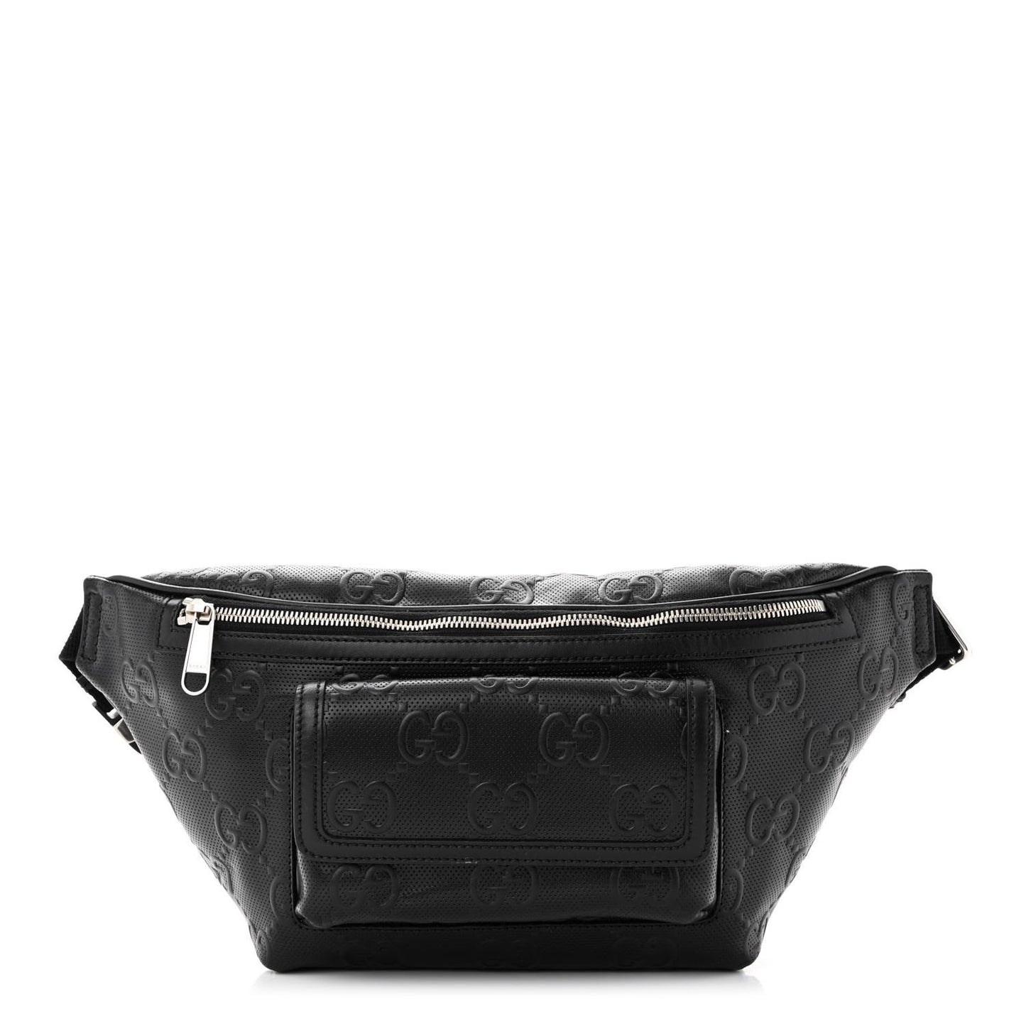 Calfskin GG Tennis Embossed Pocket Belt Bag Black