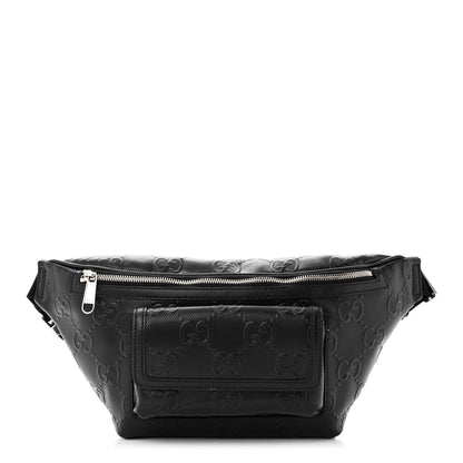 Gucci Calfskin GG Tennis Embossed Pocket Belt Bag Black 1 of 11