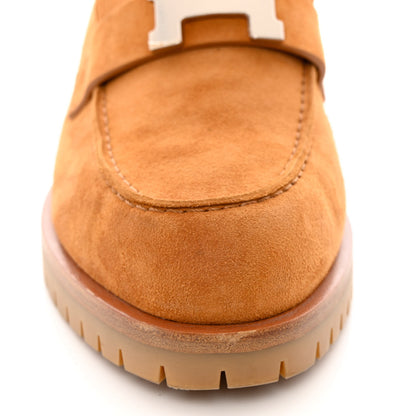 Hermes Suede Goatskin Faubourg Loafers 37.5 Naturel 10 of 13