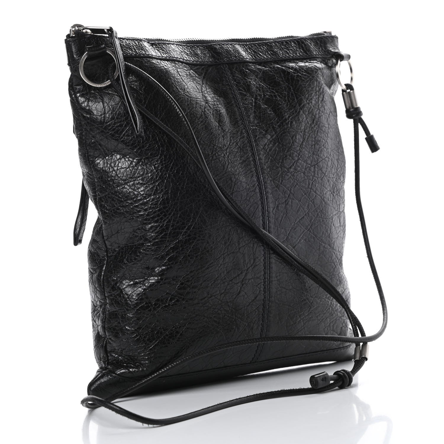 Balenciaga Agneau Classic Silver Hardware Flat Messenger Black 3 of 14