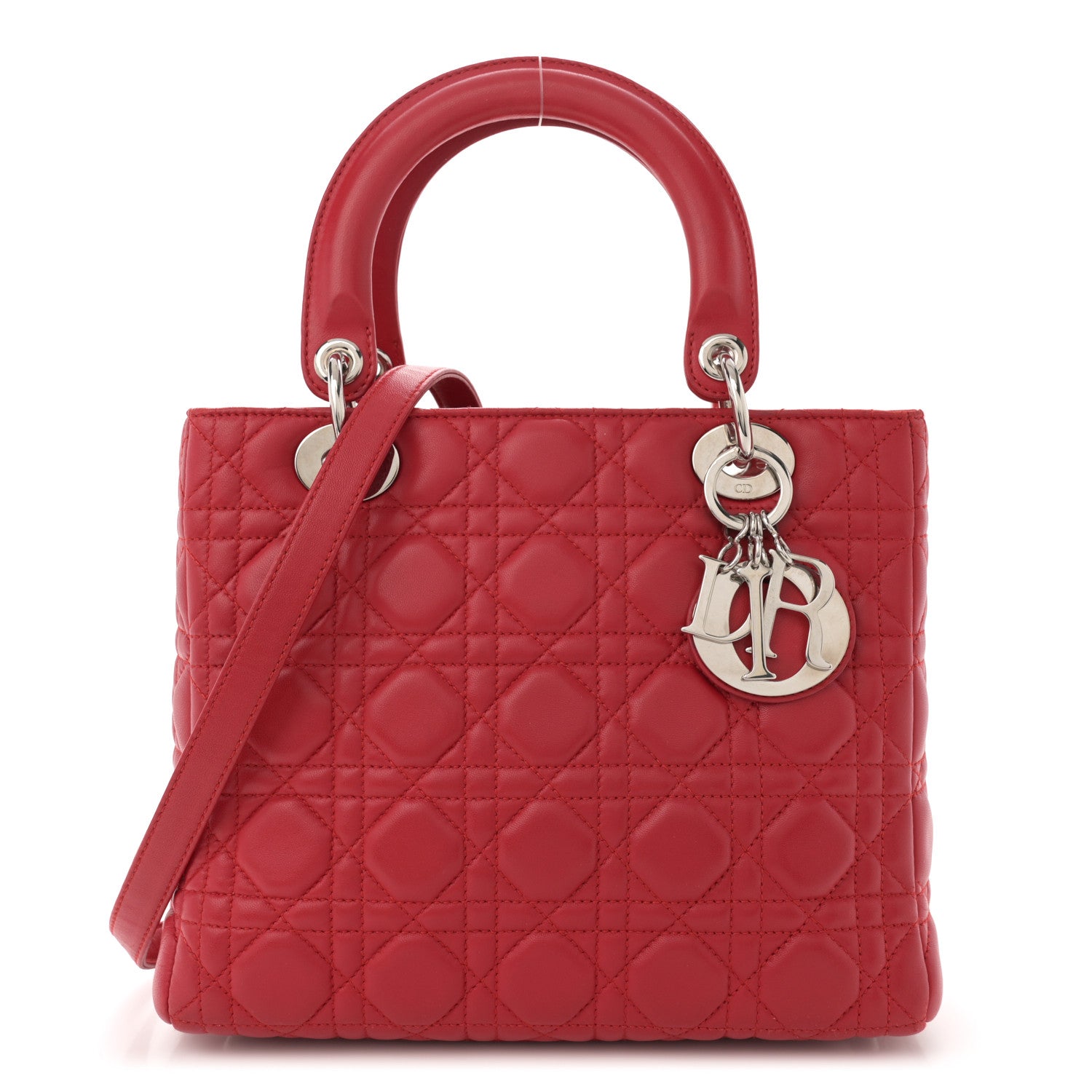 Christian Dior Lambskin Cannage Medium Lady Dior Red 1 of 11