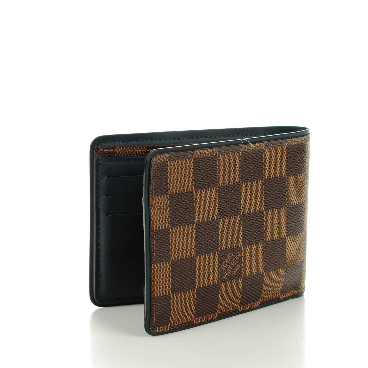 Damier Ebene Calfskin Multiple Wallet Blue