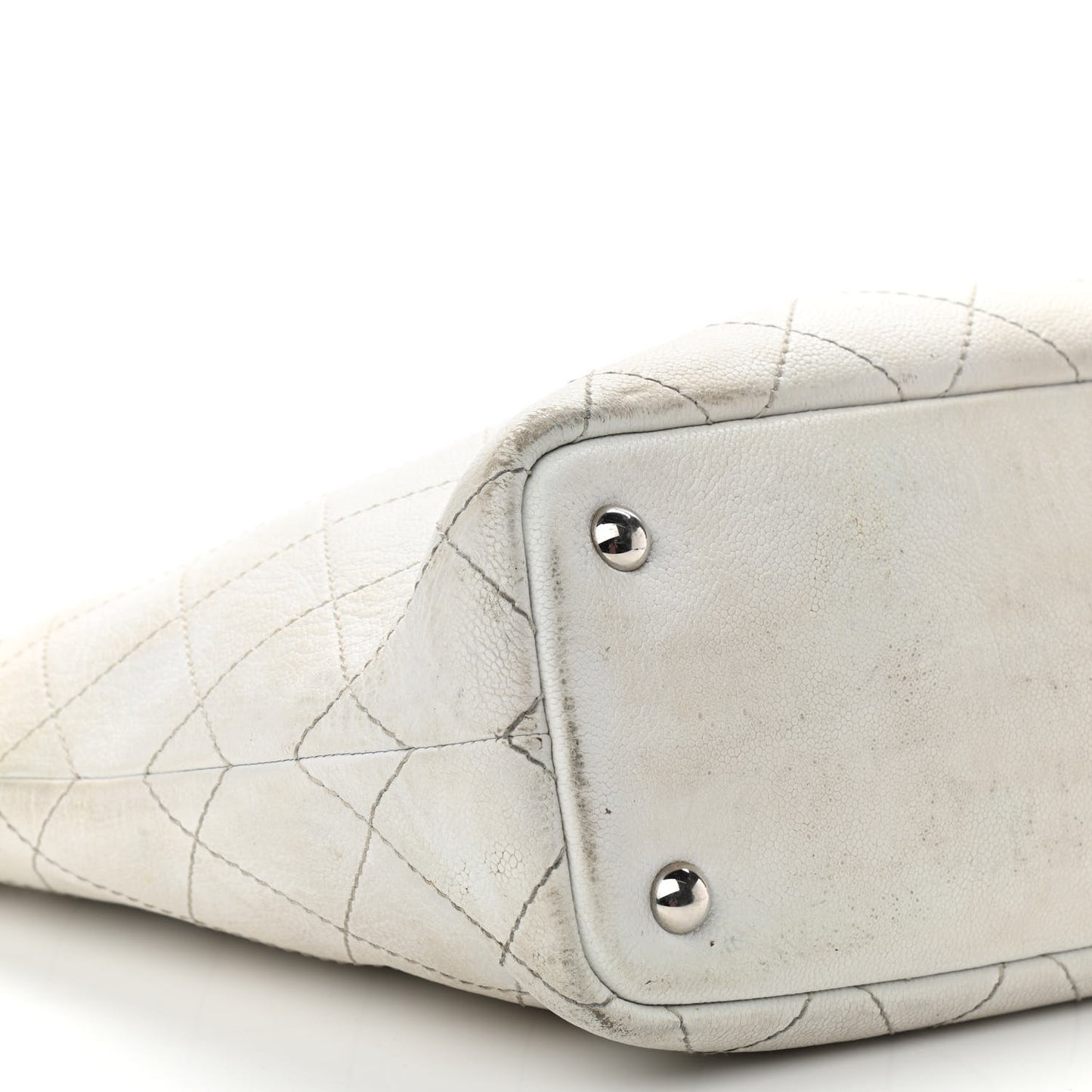 Grained Calfskin Shopping Fever Tote White