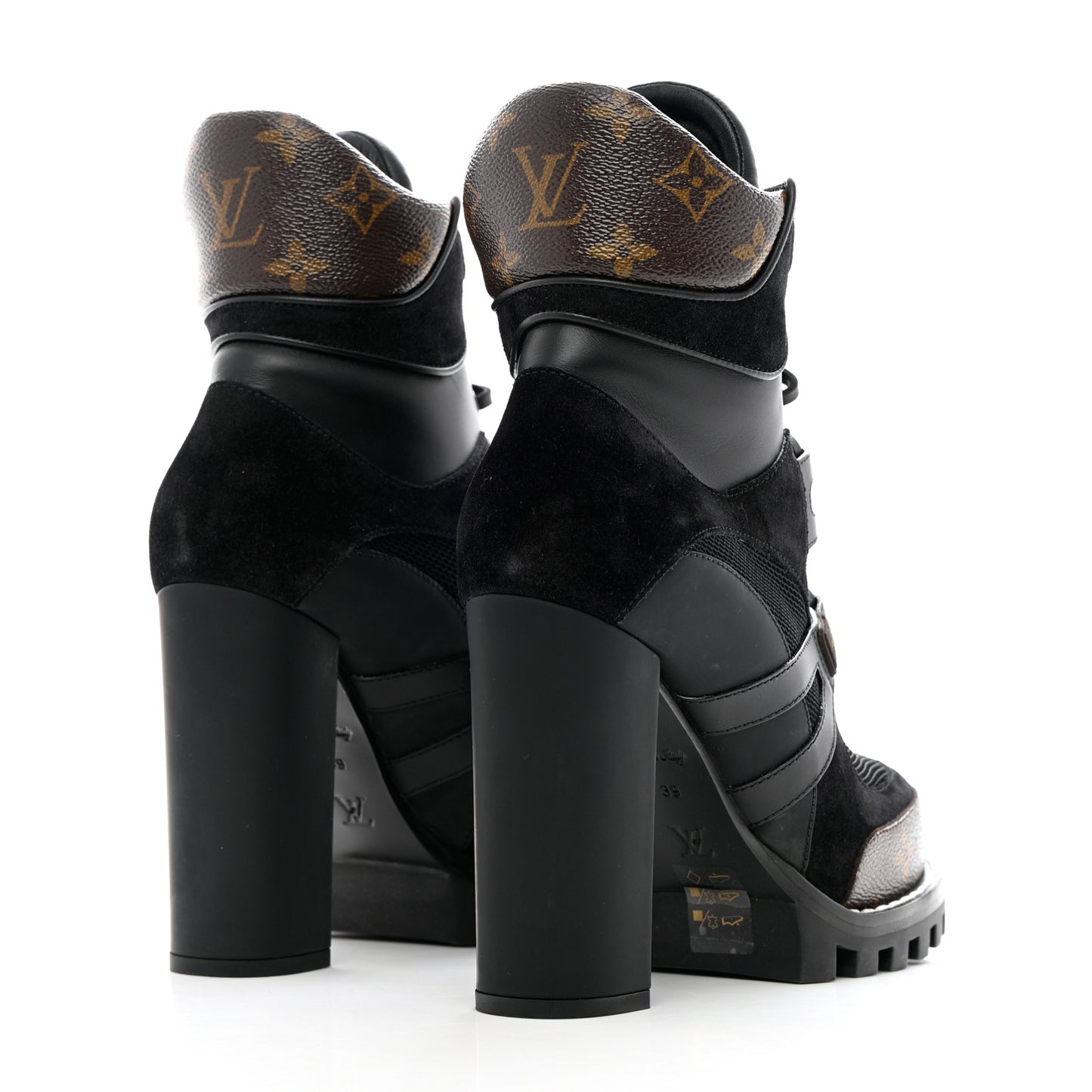 Suede Calfskin Monogram Star Trail Ankle Boots 39 Black