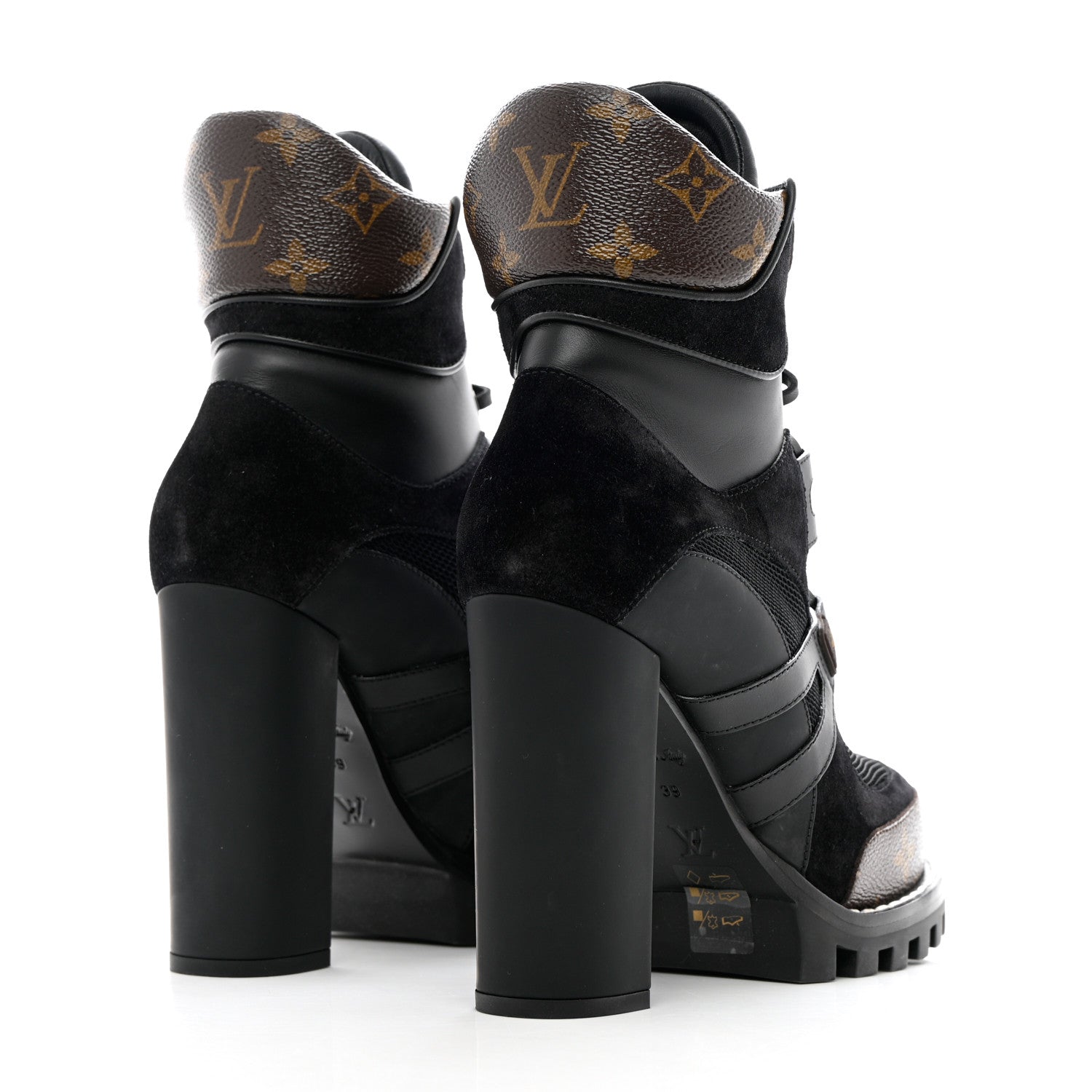Louis Vuitton Suede Calfskin Monogram Star Trail Ankle Boots 39 Black 4 of 9