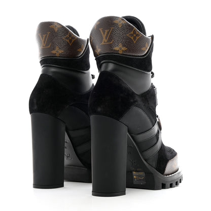 Louis Vuitton Suede Calfskin Monogram Star Trail Ankle Boots 39 Black 4 of 9