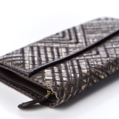 Bottega Veneta Metallic Nappa Intrecciato Ayers Continental Wallet Brown 6 of 7