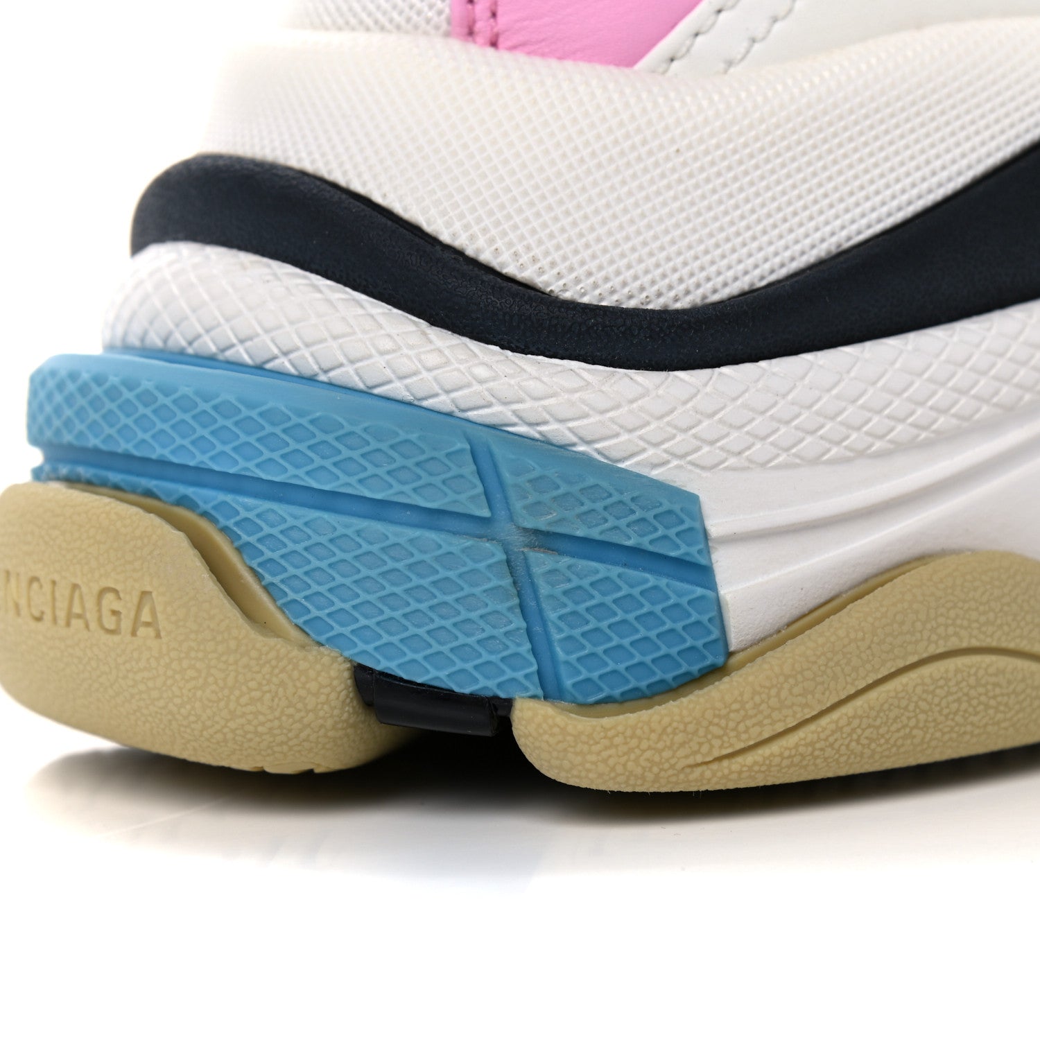 Balenciaga Fabric Mesh Washed Effect Womens Triple S Sneakers 40 Pink White Blue 9 of 12