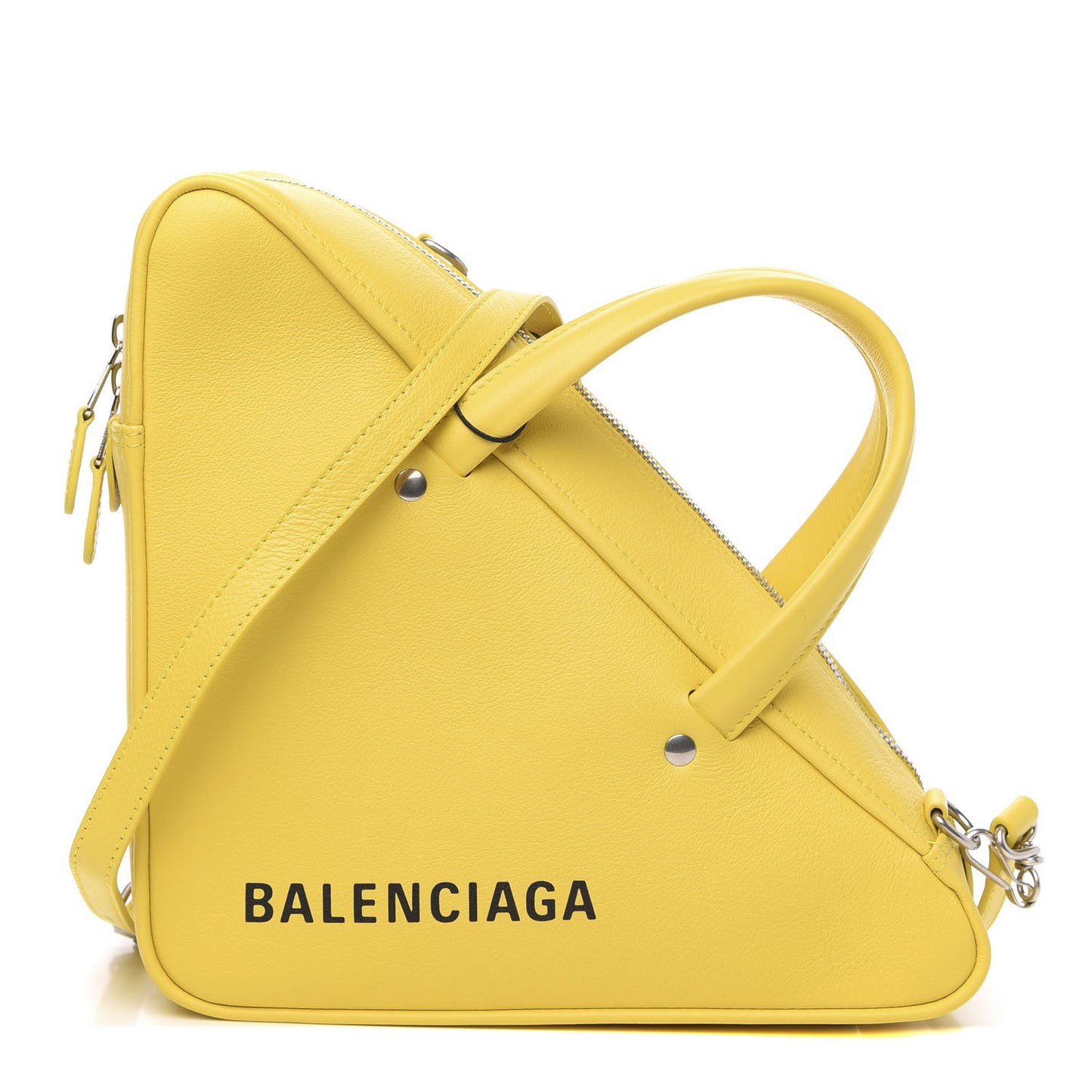 Shiny Day Calfskin Logo S Triangle Duffle Jaune Black
