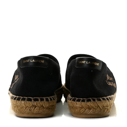 Saint Laurent Canvas Nappa Elba Light Logo Embroidered Espadrilles 37.5 Black 5 of 9