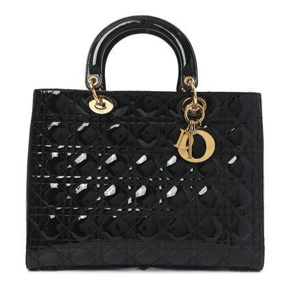 Christian Dior Patent Cannage Large Lady Dior Black 1 of 10