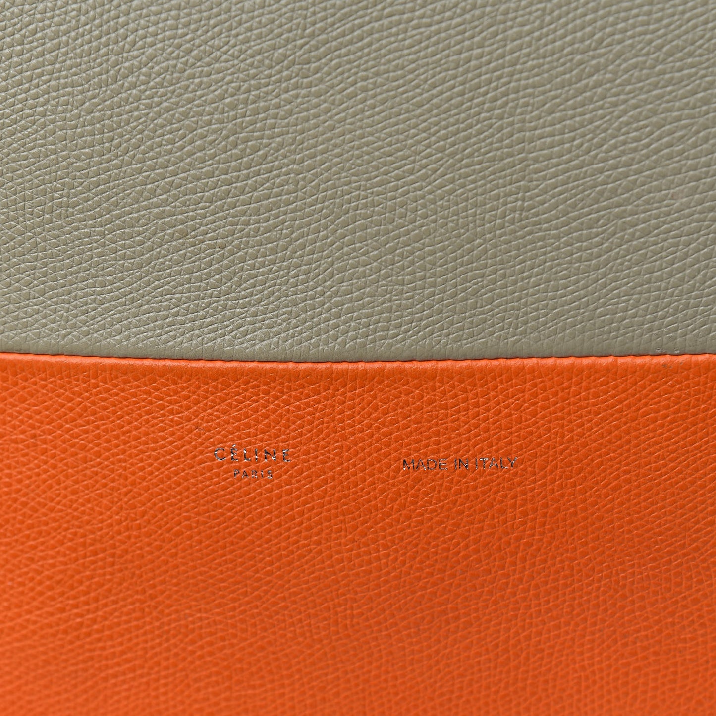 Grained Calfskin Small Vertical Bi-Cabas Fluo Orange Taupe