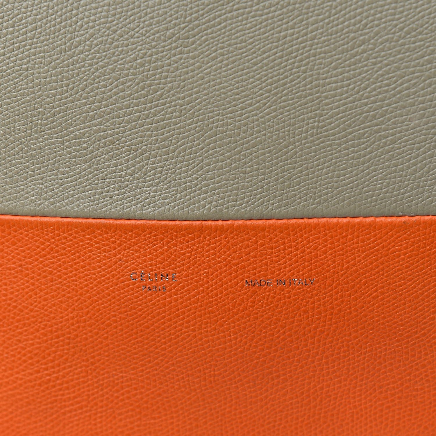 Celine Grained Calfskin Small Vertical Bi-Cabas Fluo Orange Taupe 7 of 23