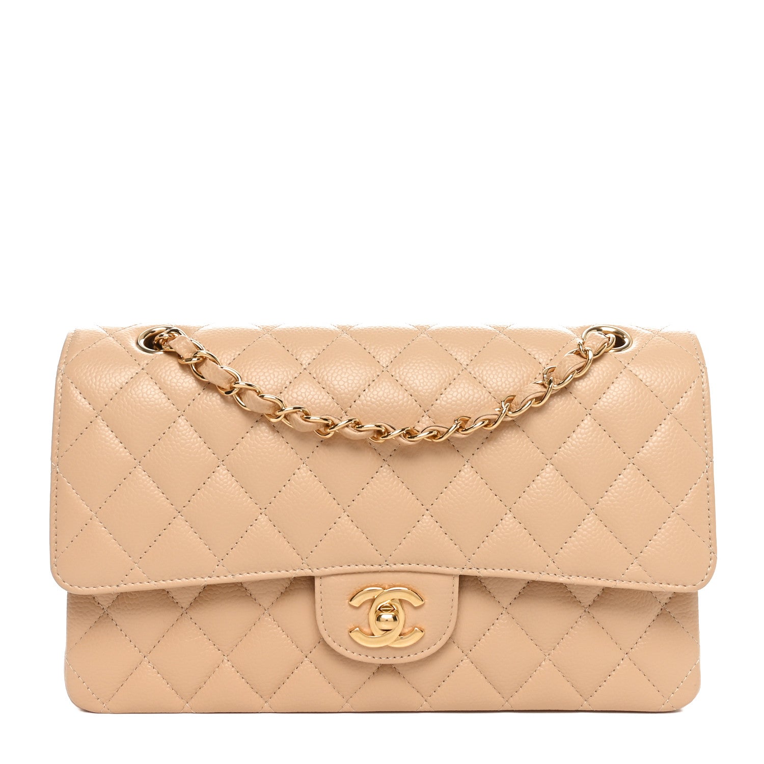 Chanel Caviar Quilted Medium Double Flap Light Beige 1 of 11