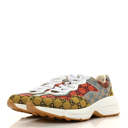 Gucci Monogram Multicolor Mens Rhyton Sneakers 10 Yellow Blue Great White Tabasco 3 of 10