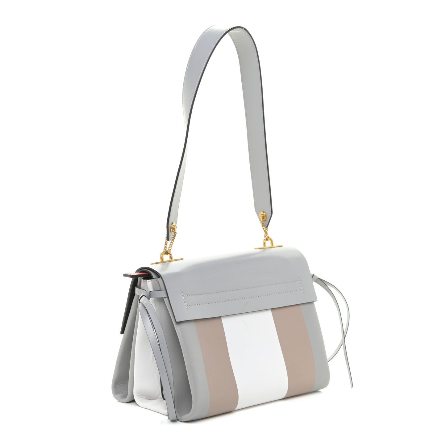 Smooth Calfskin Medium Colorblock Vring Shoulder Bag Pastel Grey