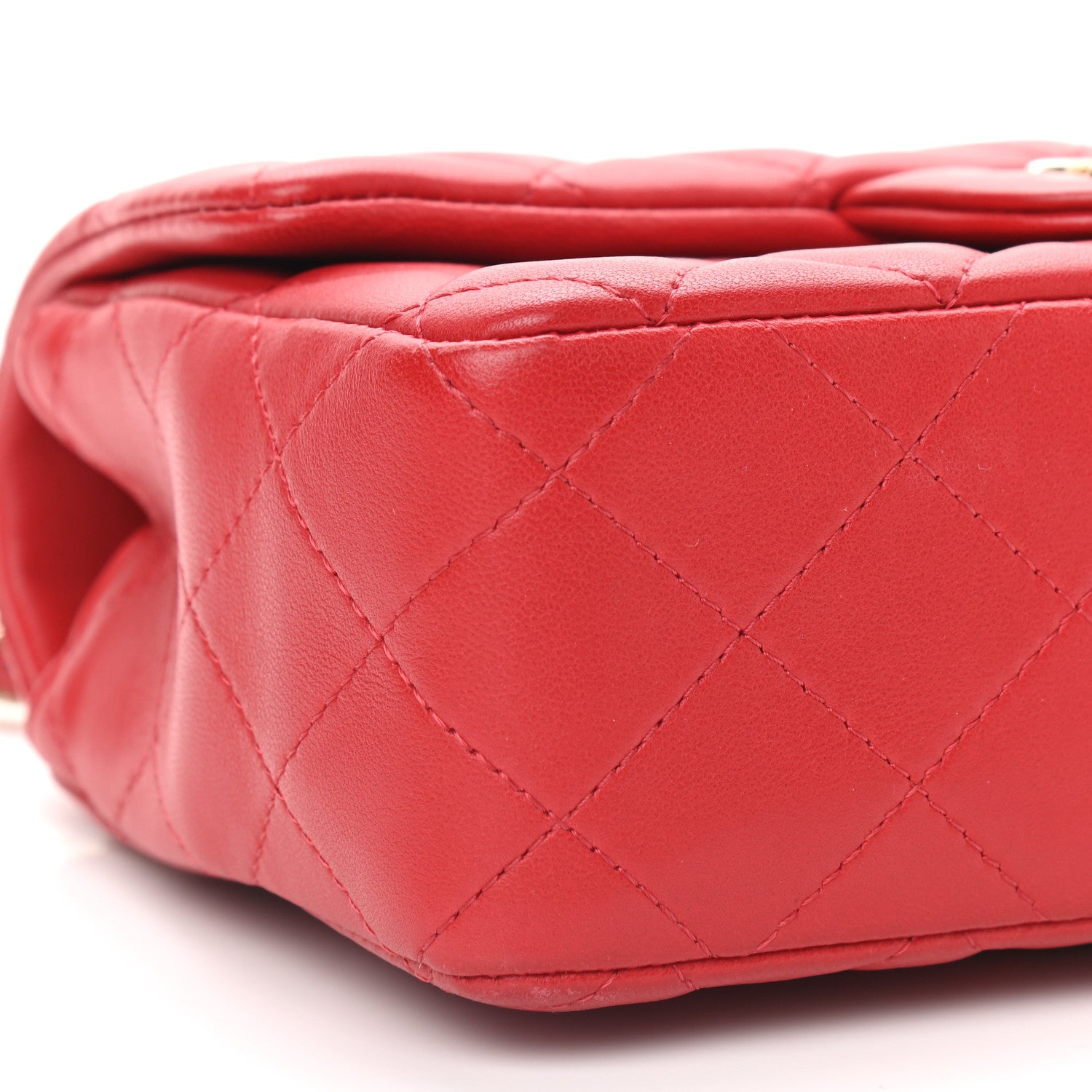 Chanel Lambskin Quilted Mini Rectangular Flap Red 8 of 9