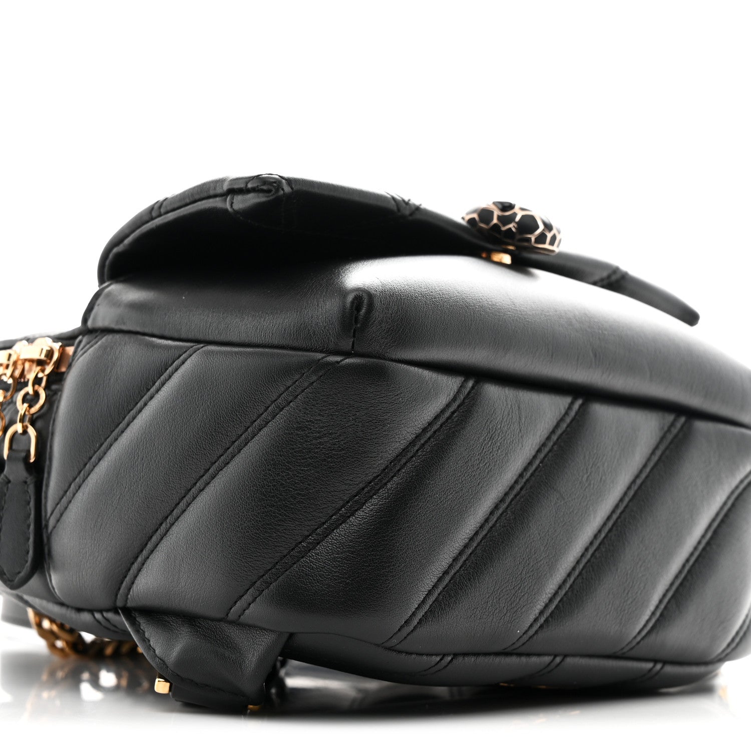 Bulgari Calfskin Matelasse Serpenti Cabochon Backpack Black 17 of 19