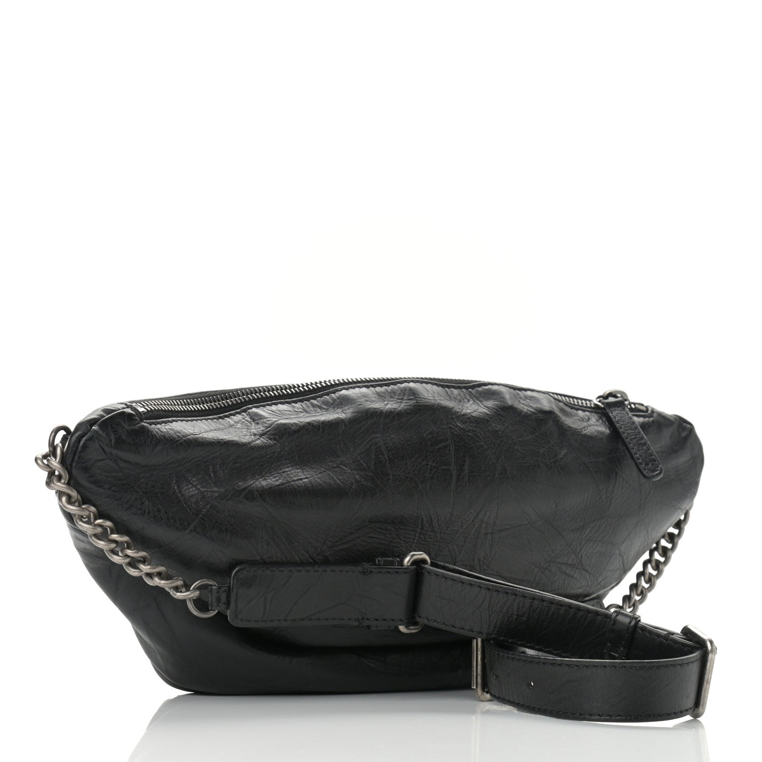 Chanel Crumpled Calfskin Quilted Casual Rock Waist Bag Fanny Pack Black 3 of 10