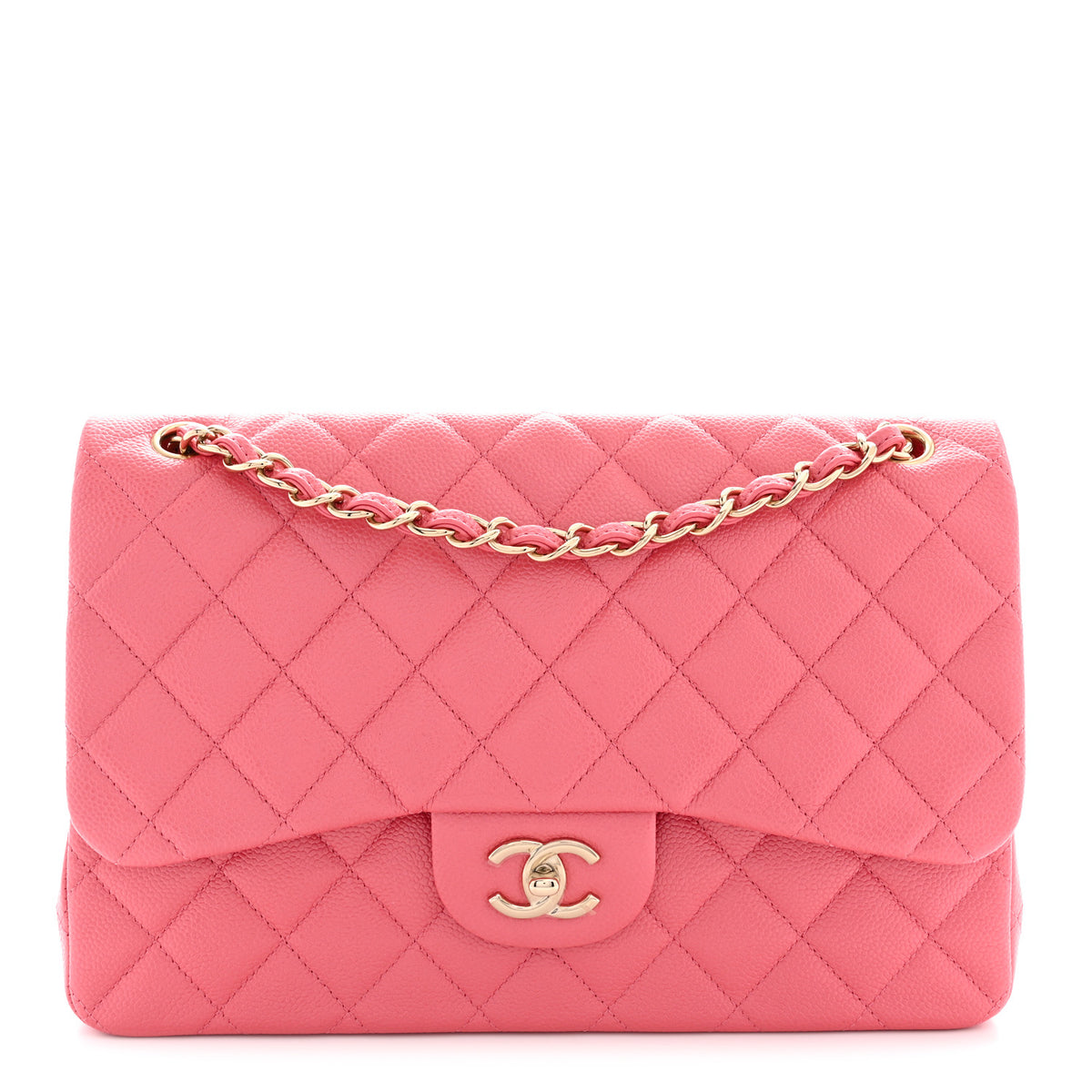 Lambskin Quilted Jumbo Double Flap Pink