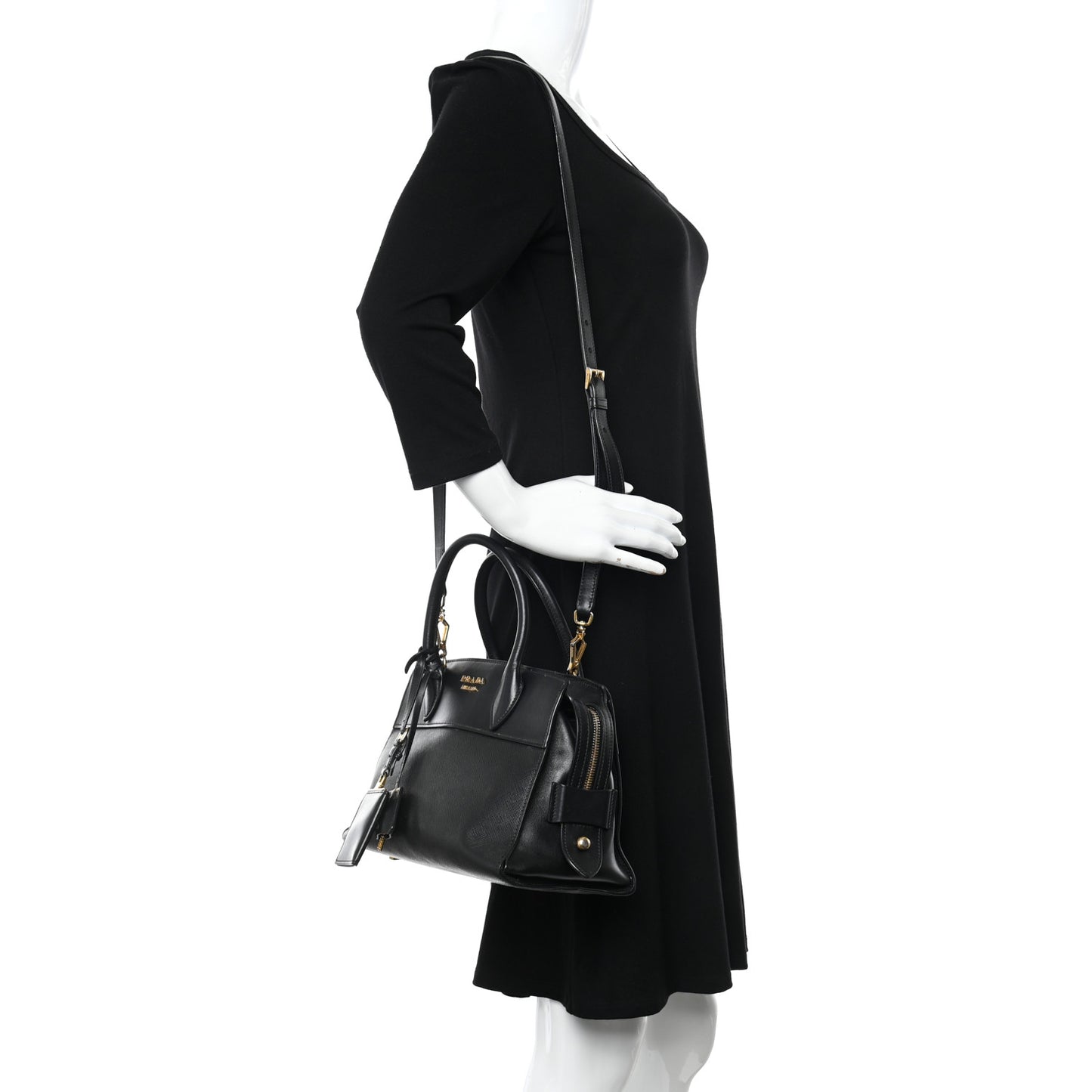 Saffiano City Calfskin Small Esplanade Tote Black