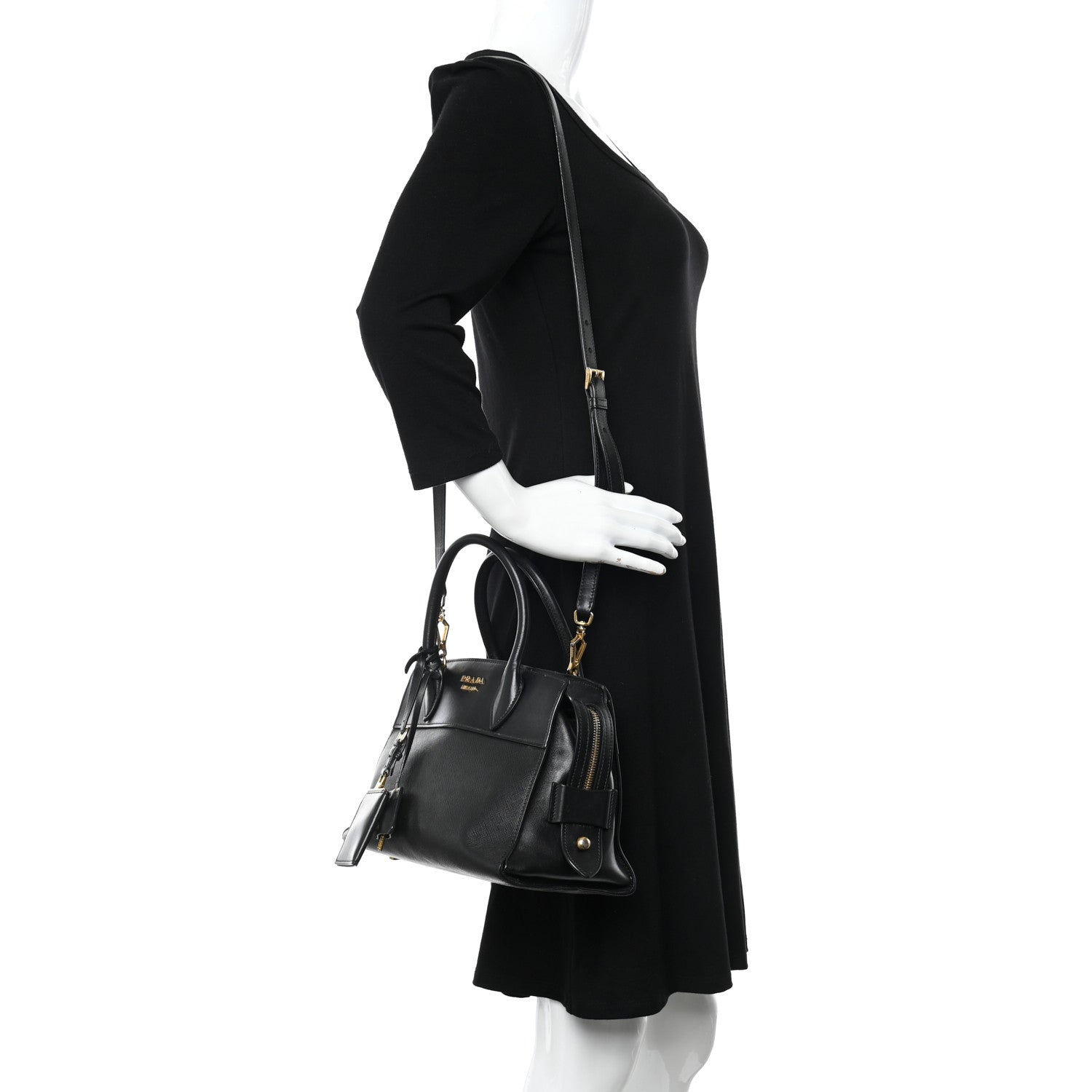 Prada Saffiano City Calfskin Small Esplanade Tote Black 3 of 27
