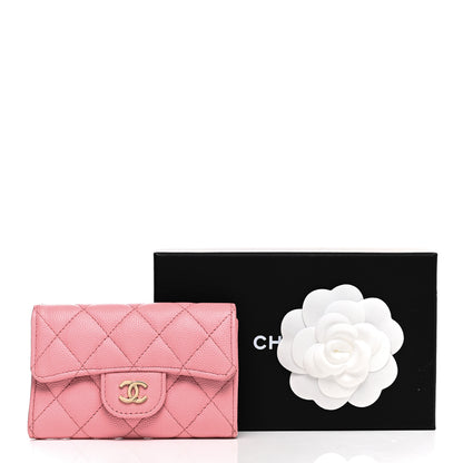 Chanel Caviar Quilted Flap Card Holder Wallet Light Pink 9 of 9