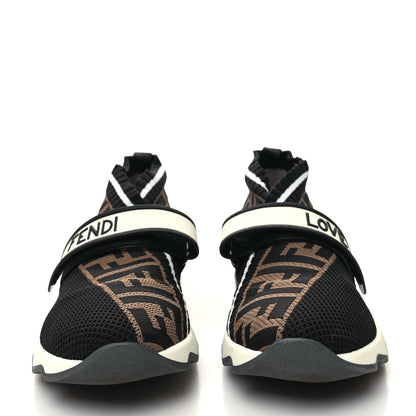 Fendi Stretch Yarn FF Stiff Band Rockoko Sneakers 39.5 Black White Tobacco 2 of 10