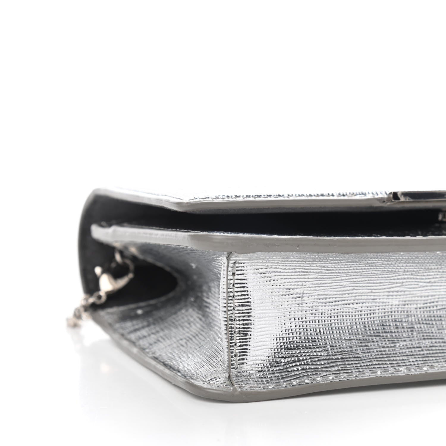 Fendi Vitello Mirror Elite Tube Wallet on Chain Silver 6 of 10