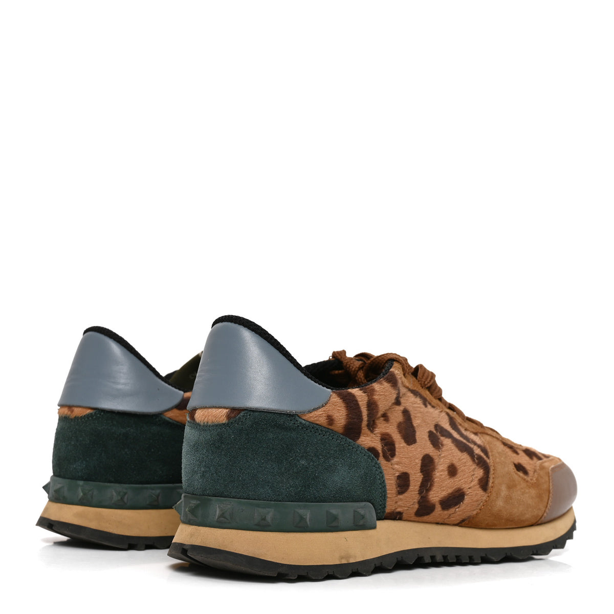 Calf Hair Suede Leopard Print Womens Rockrunner Sneakers 42 Multicolor
