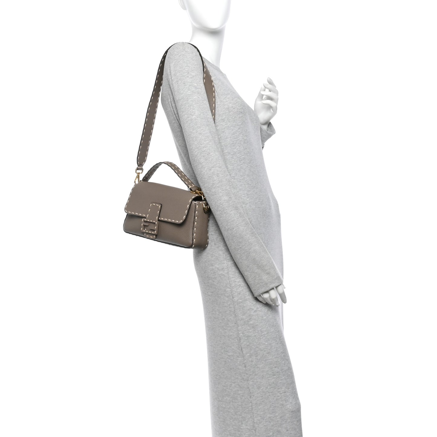 Cuoio Roma Sellerissima Nappa Sintetica Tape Stitch Mini Baguette Tempesta
