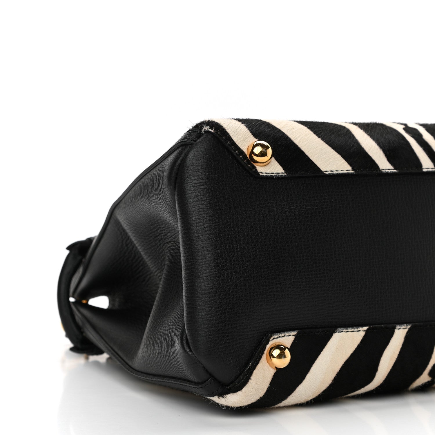 Burberry Calf Hair House Check Zebra Print Medium Banner Tote Natural Black 9 of 12