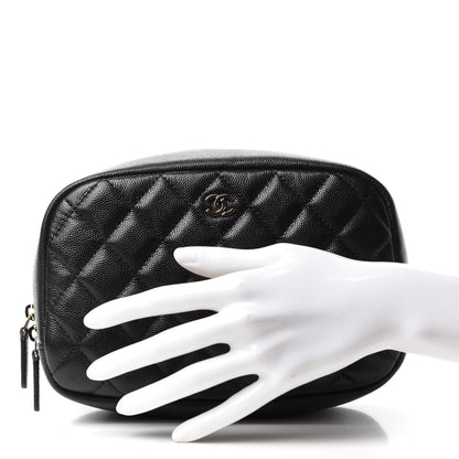 Chanel Caviar Quilted Curvy Pouch Cosmetic Case Black 2 of 9