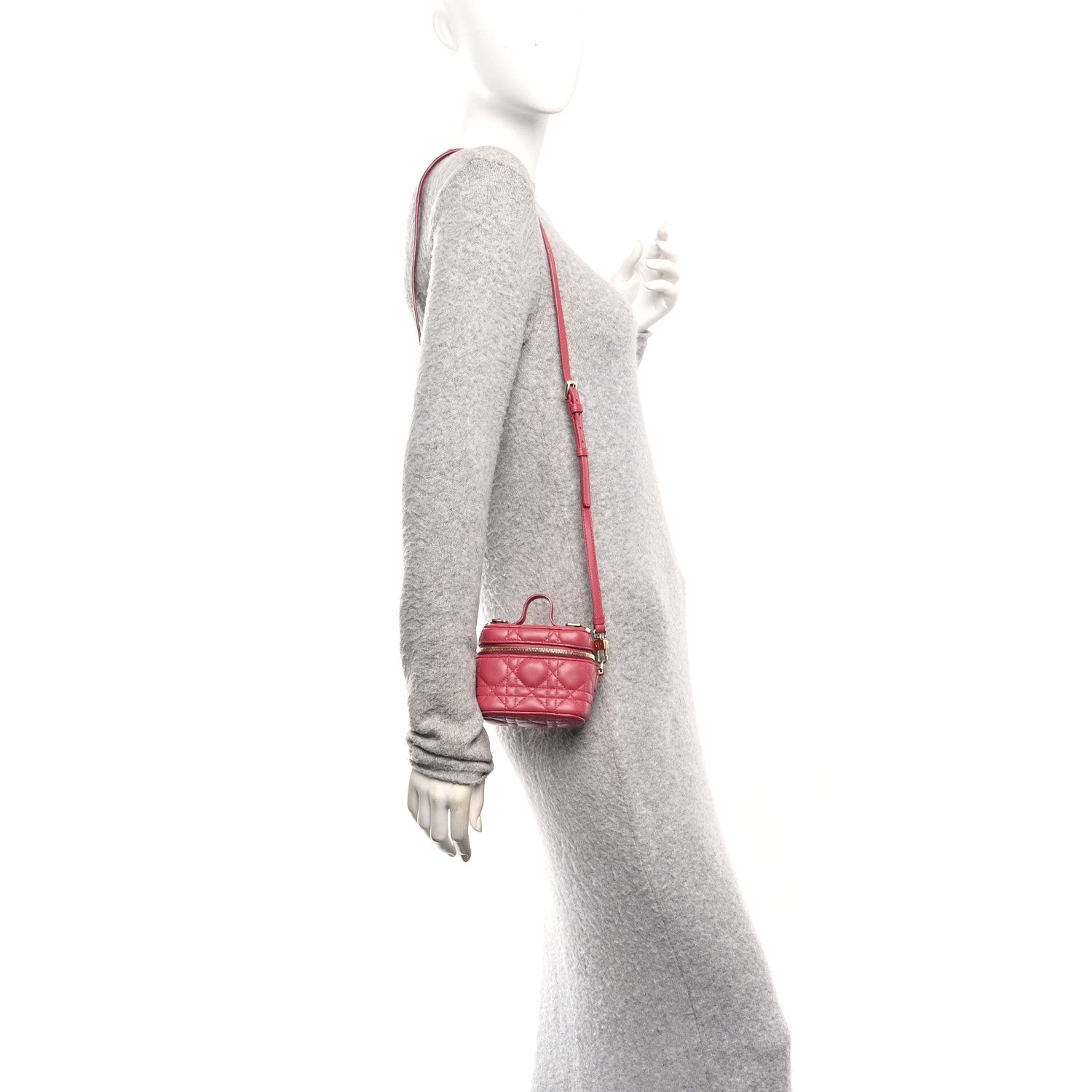 Christian Dior Lambskin Cannage Micro Vanity Case Strawberry Pink 2 of 10