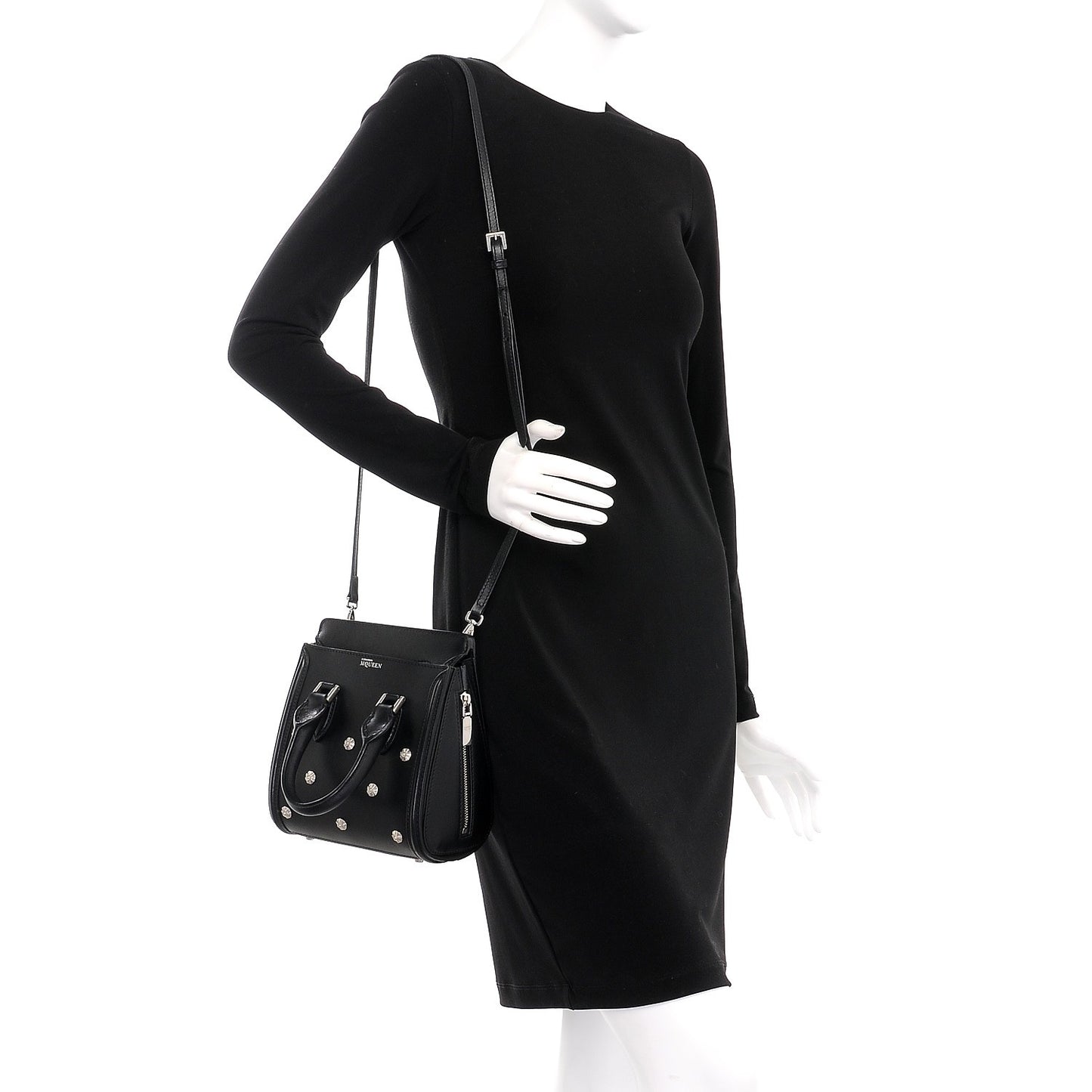 Calfskin Pearl Embellished Mini Heroine Black