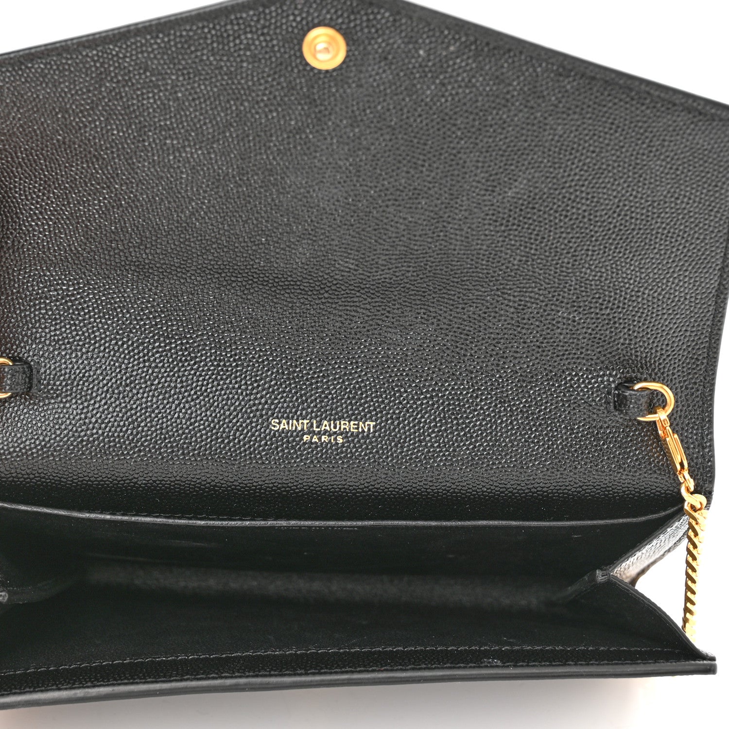 Saint Laurent Grain De Poudre Uptown Chain Wallet Black 5 of 14