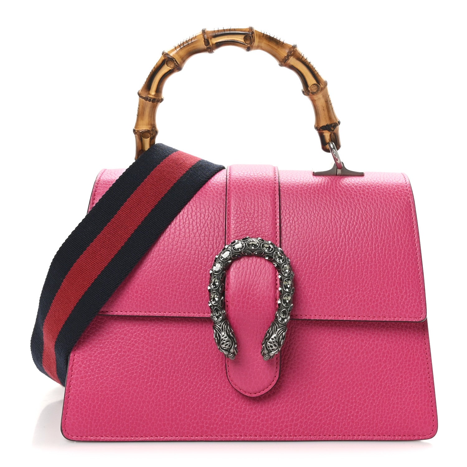 Gucci Dollar Calfskin Crystal Web Medium Dionysus Bamboo Top Handle Bag Box Pink Black Diamond 1 of 10