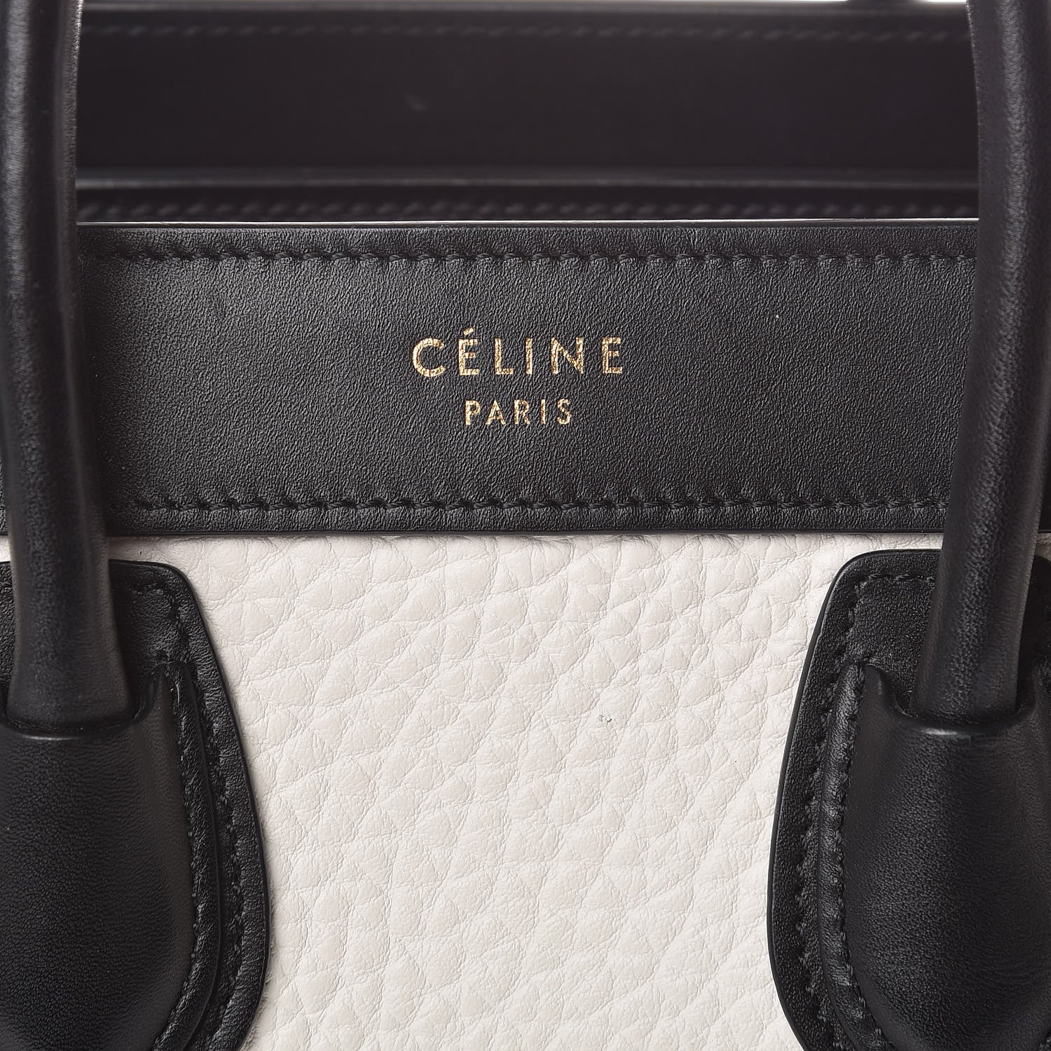 Celine Bullhide Calfskin Nubuck Bi-Color Nano Luggage Black White 8 of 11