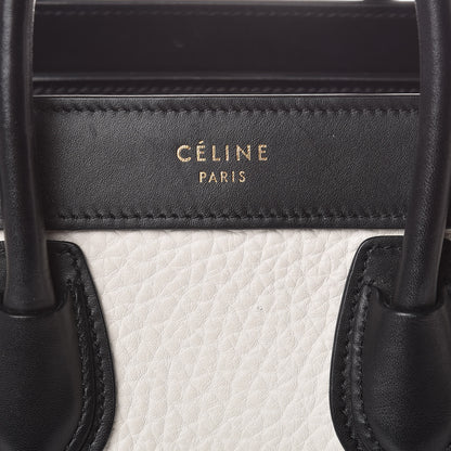 Celine Bullhide Calfskin Nubuck Bi-Color Nano Luggage Black White 8 of 11
