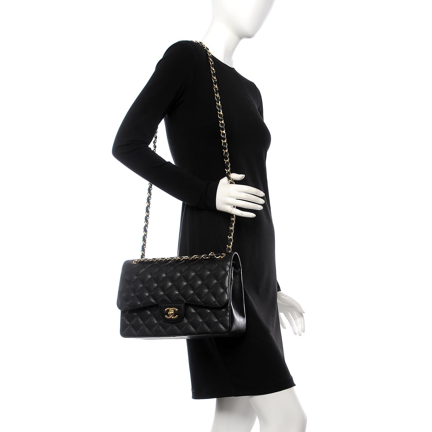 Chanel Caviar Quilted Jumbo Double Flap Black 3 of 8